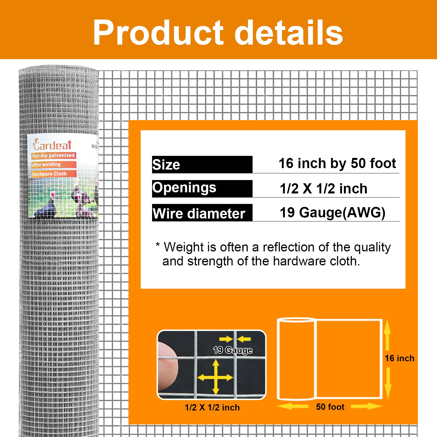 Gardeal half-inch mesh closeup highlighting small openings for critter protection.