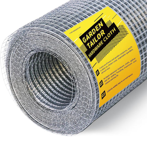 Garden Tailor hardware cloth 1/4-inch roll; durable galvanized welded mesh for garden protection.