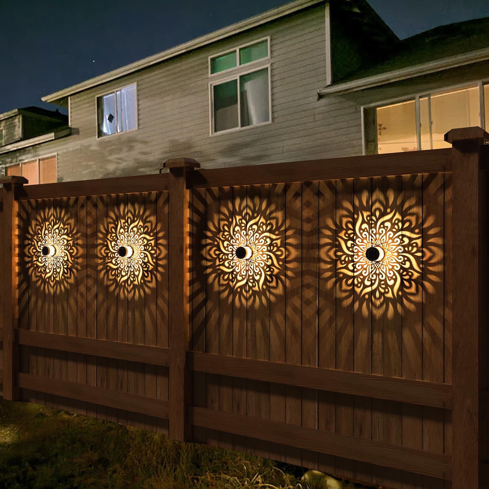 Gardencave lotus-pattern light decorates borders with a warm, inviting glow