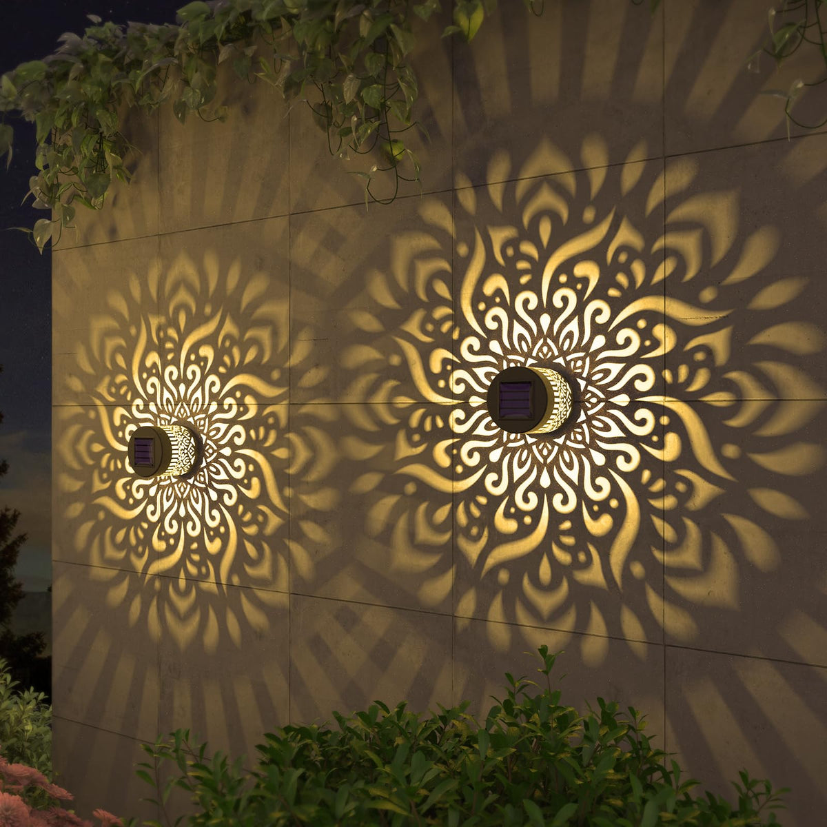 Gardencave mandala fence light adds warm ambience to fences with decorative design