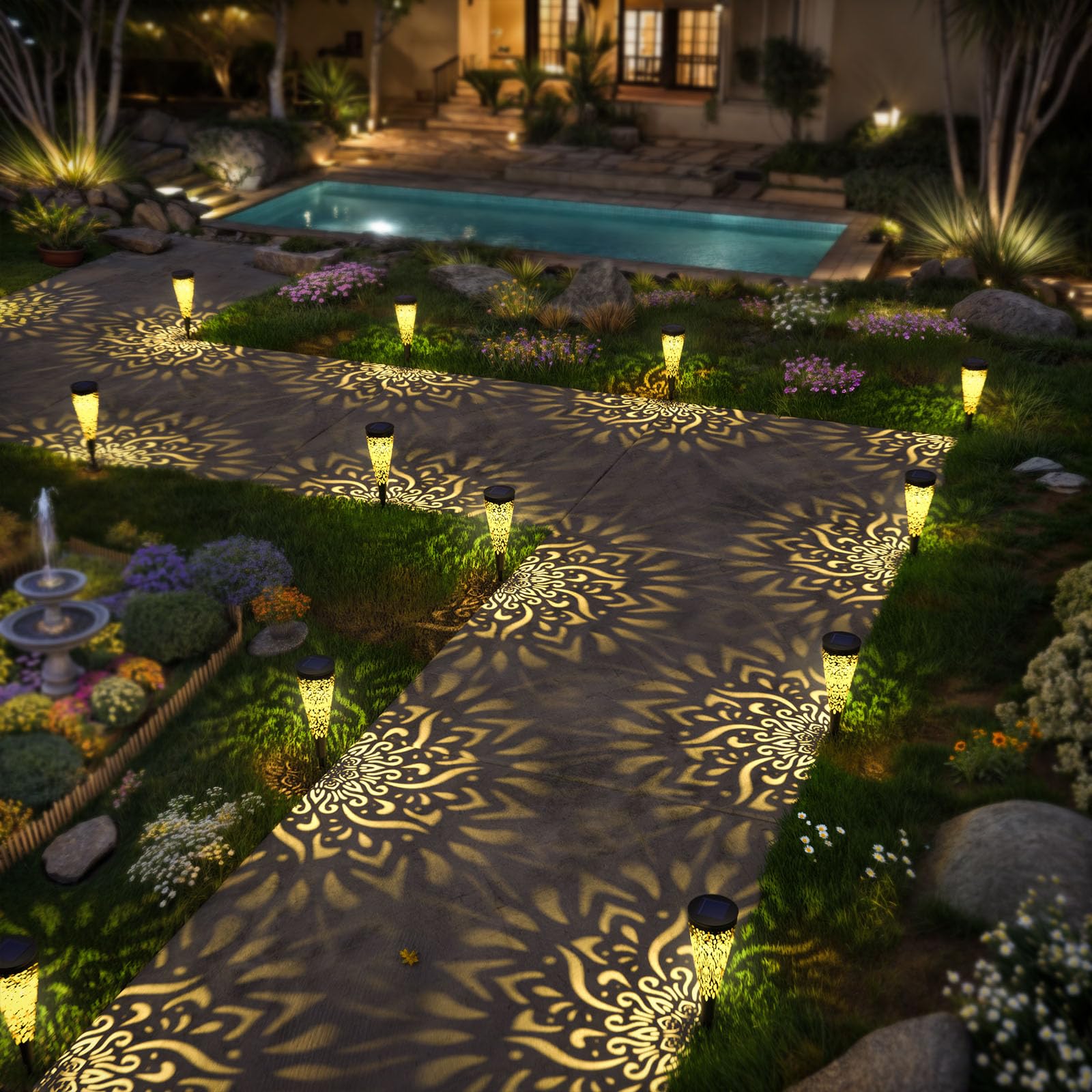 Durable plastic Gardencave solar lights withstand wind and weather.