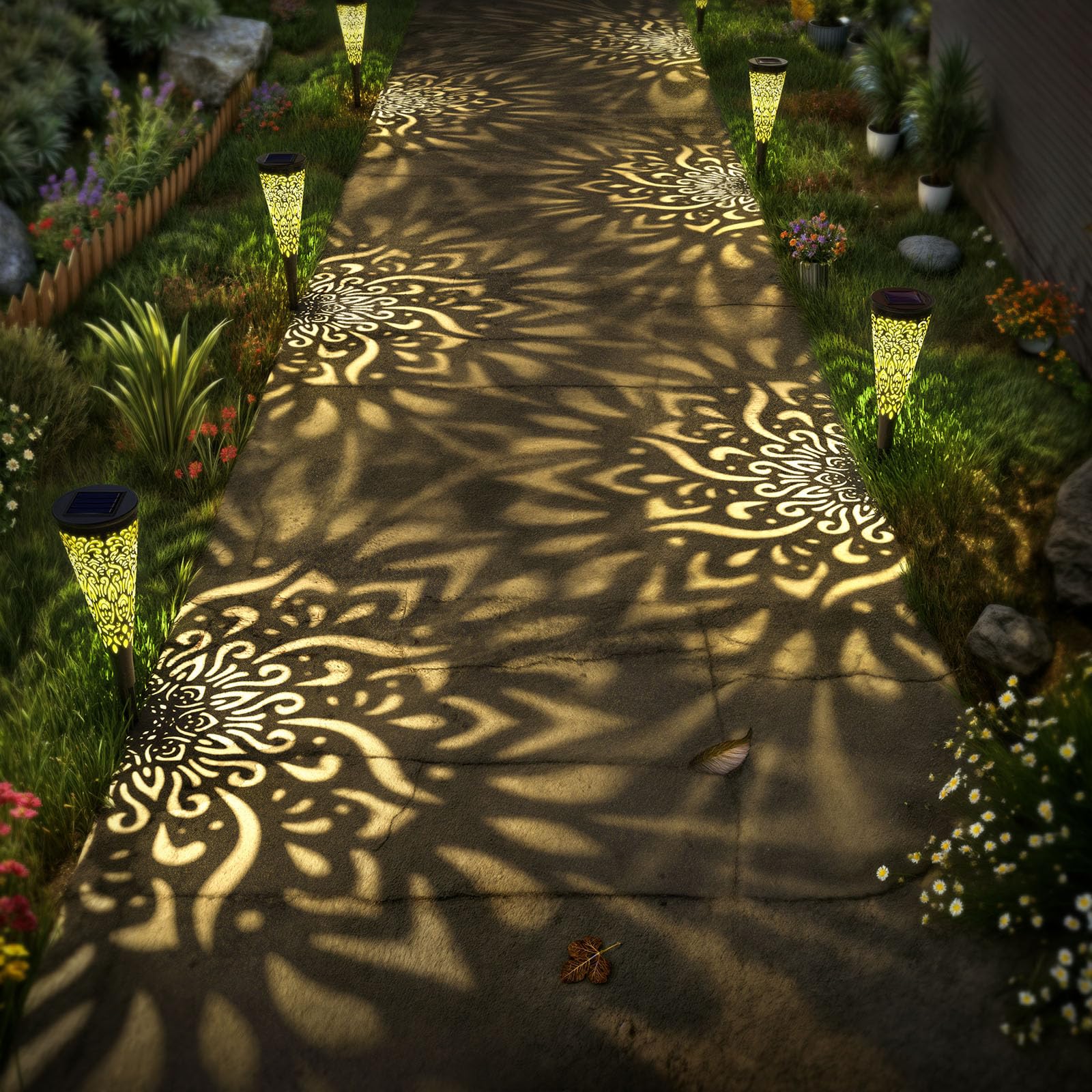 No wiring required: Gardencave lights charge by day and glow at night.