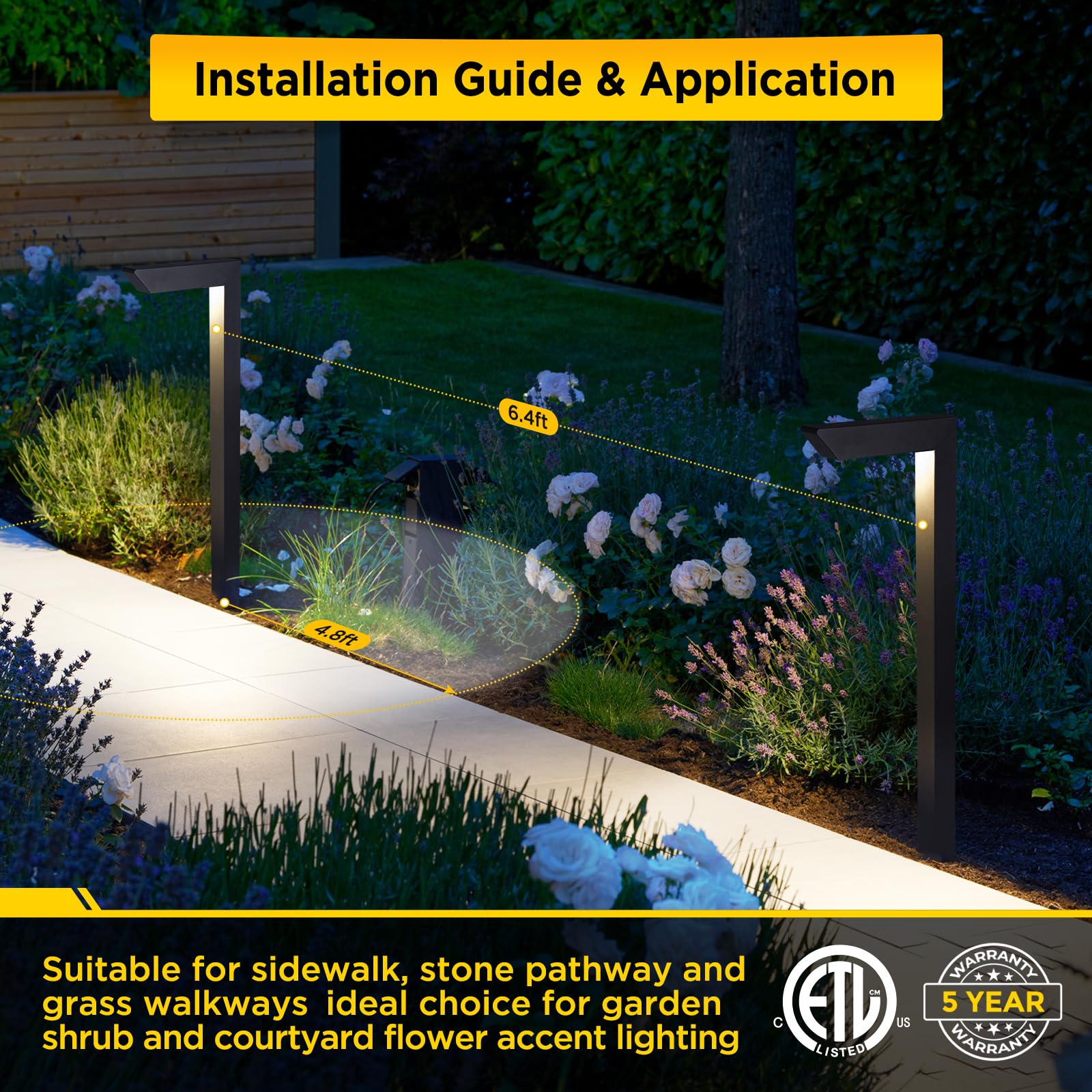 Gardencoin pathway light with IP65 rating stands up to rain and snow.