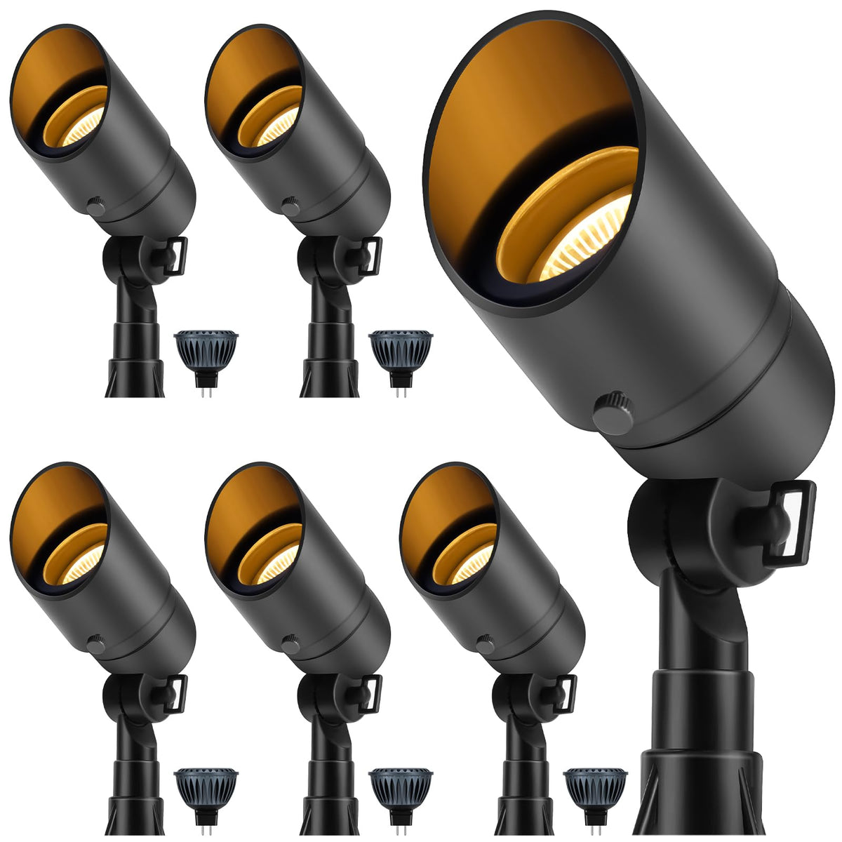 Gardencoin front-yard spotlight enhances entryway illumination for safer night visibility.