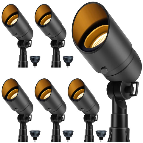 Gardencoin front-yard spotlight enhances entryway illumination for safer night visibility.