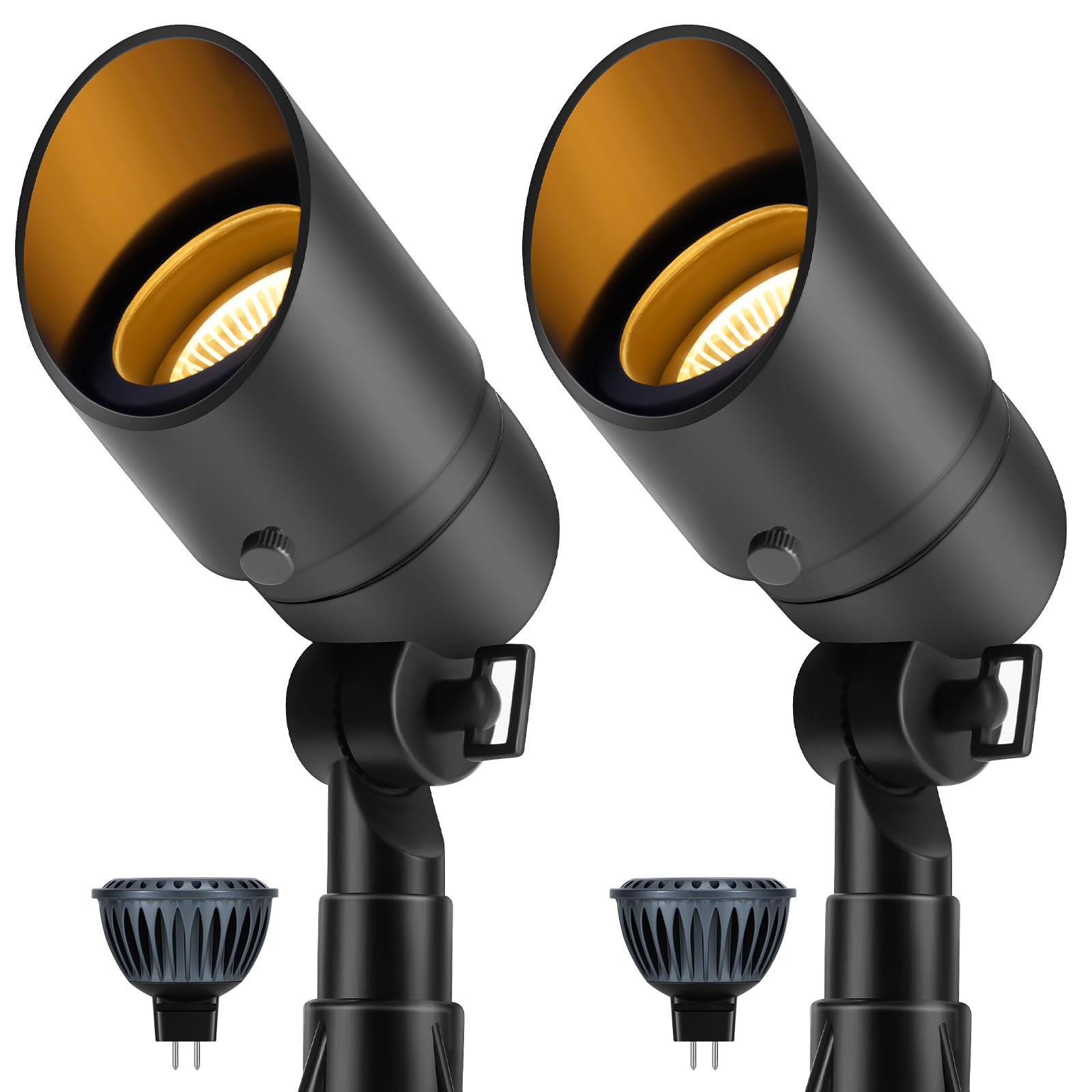 Gardencoin low-voltage spotlight assembly shows quick setup and focused landscape illumination