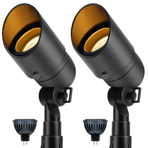 Gardencoin low-voltage spotlight assembly shows quick setup and focused landscape illumination