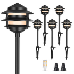 Gardencoin Pagoda low-voltage light front view shows durable aluminum construction for walkways