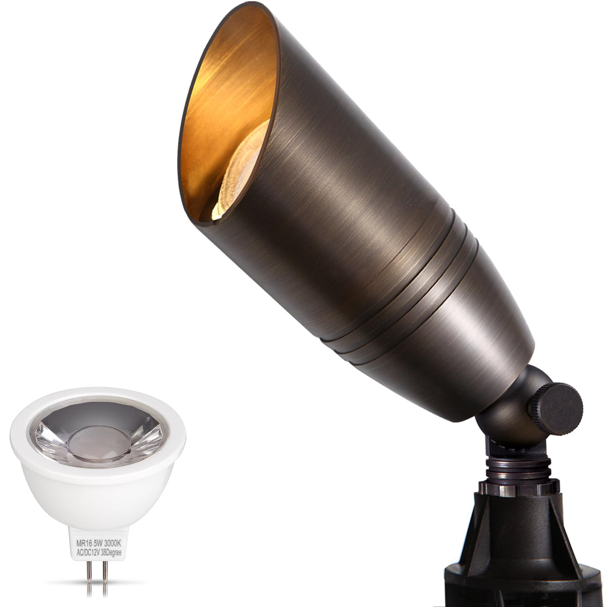 Gardencoin solid brass outdoor spotlight in bronze for 12V lighting and garden accents