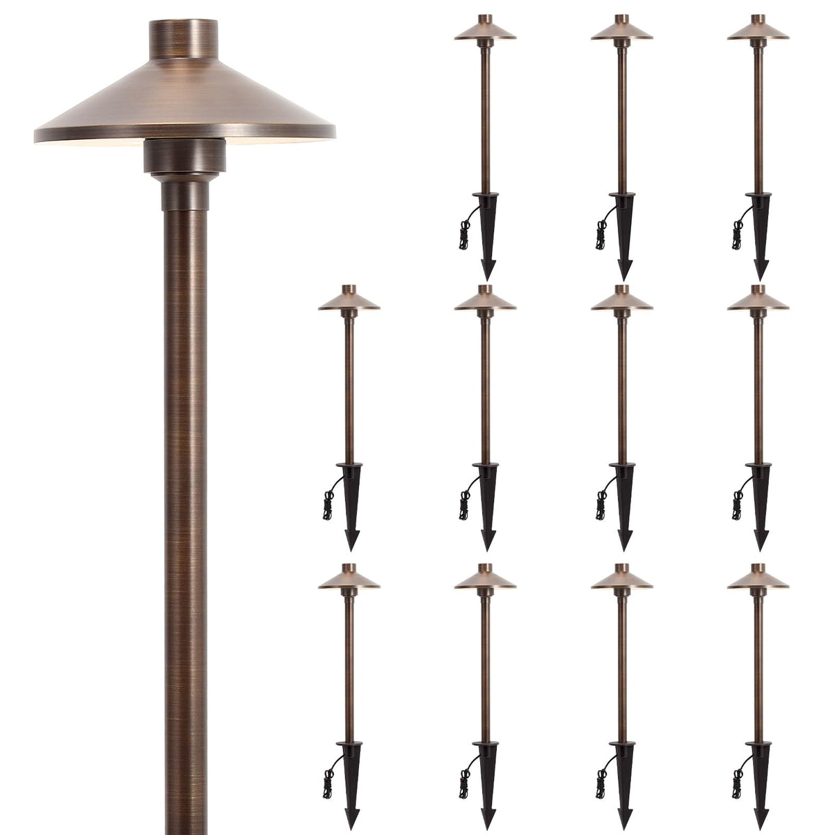 Gardencoin solid brass path light shade-angle highlights your walkway with classic warmth