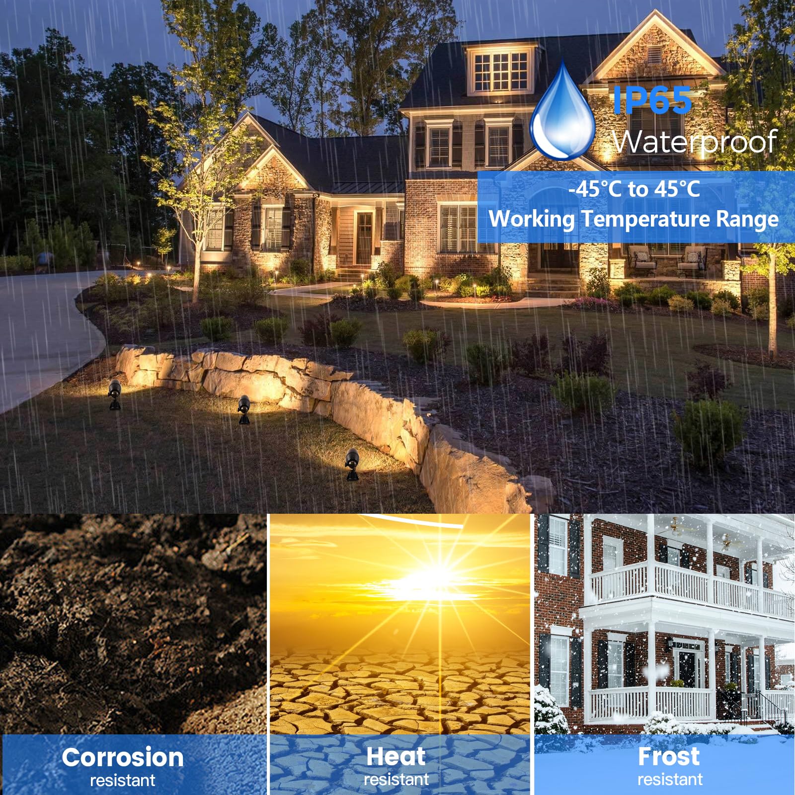 Gardencoin weather-resistant brass spotlight suited for coastal or rainforest environments