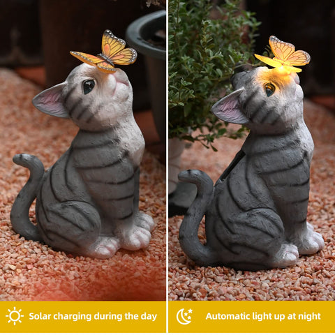 Gardenfans durable resin cat statue resists fading and water exposure