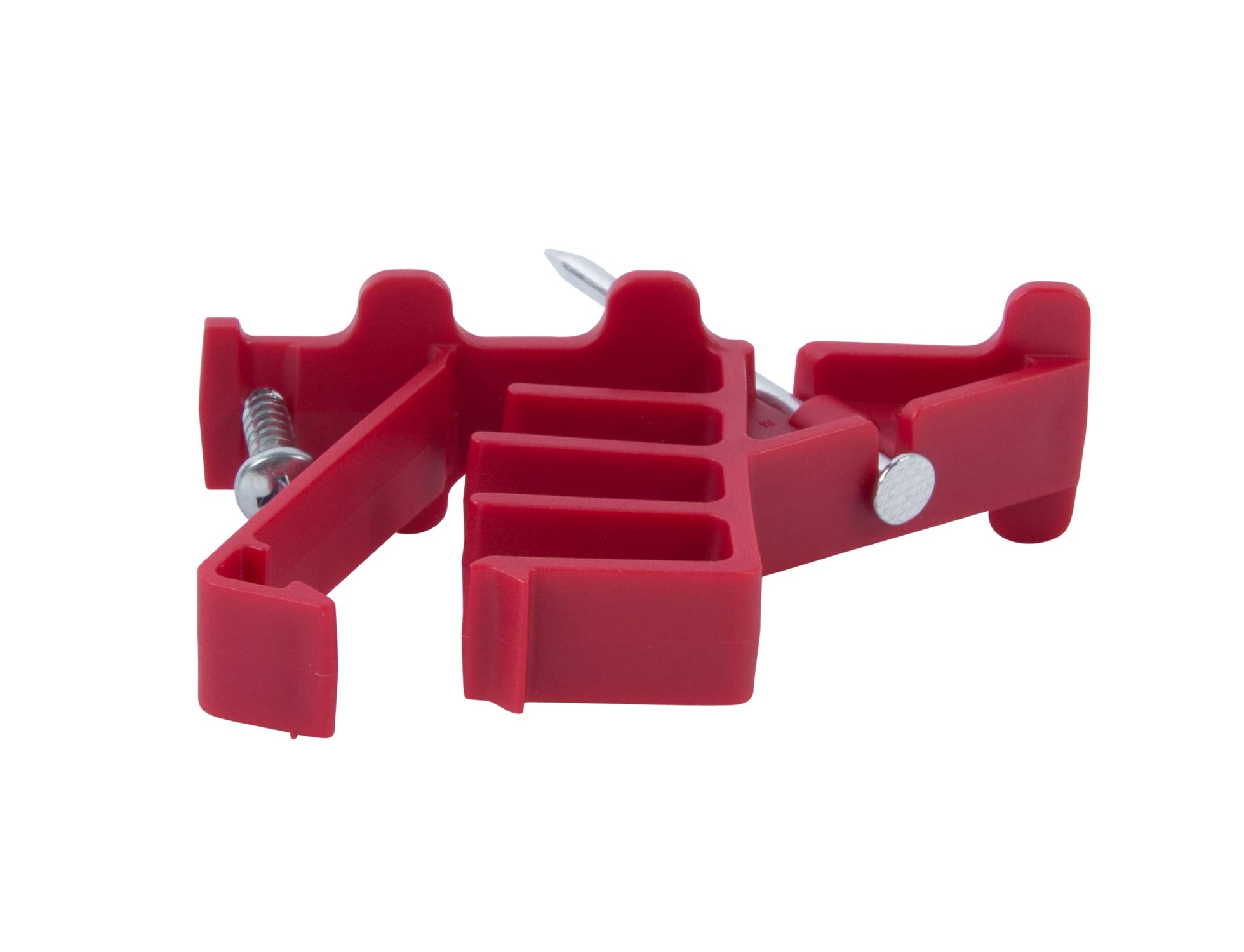 Gardner Bender MCS-100W staple on a stud secures NM, coaxial, and Cat5 cables.