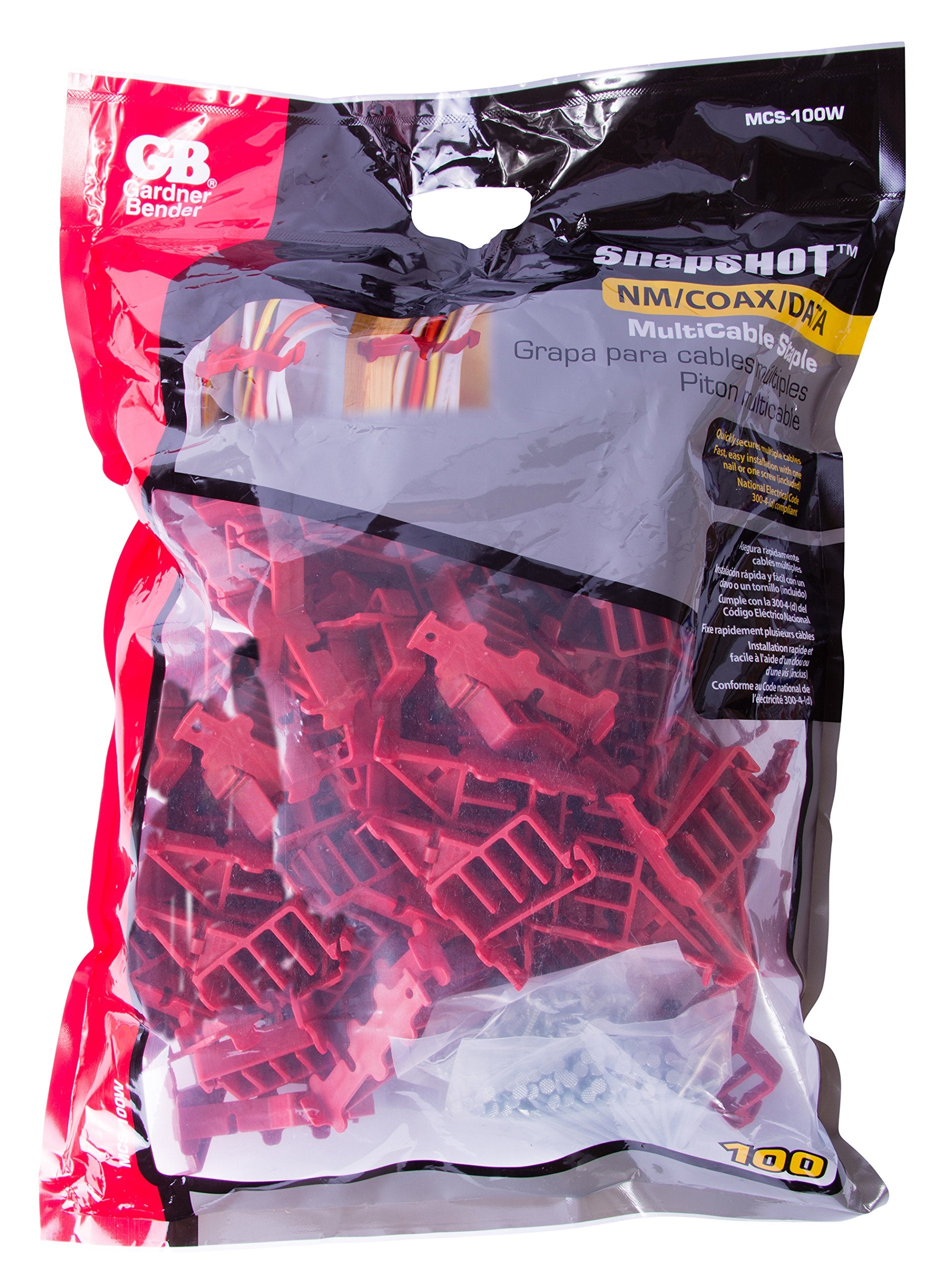 Gardner Bender MCS-100W works with nails for wood studs and screws for metal.