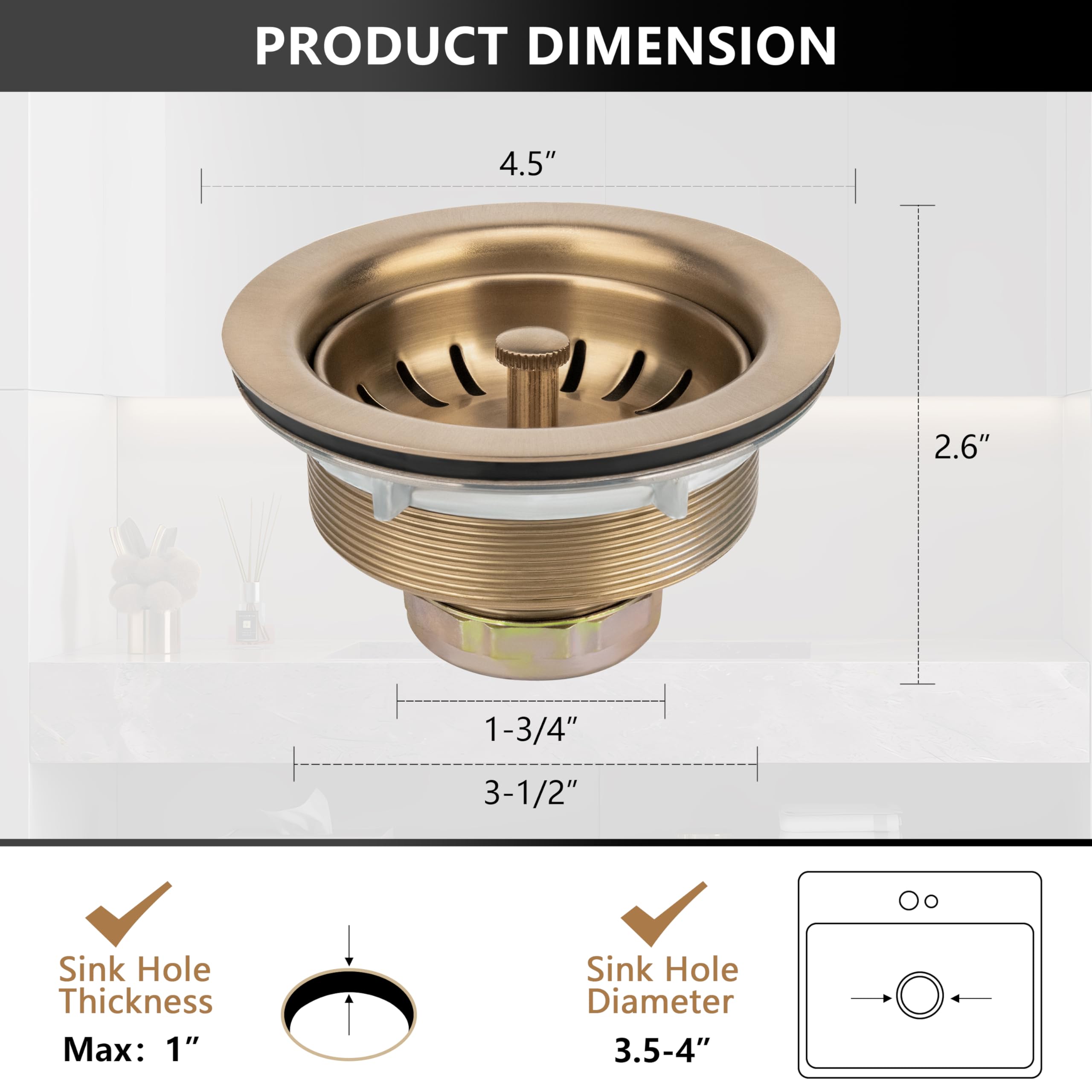 Garmaing 1-1/2 inch pipe adapter enables simple plumbing installation.