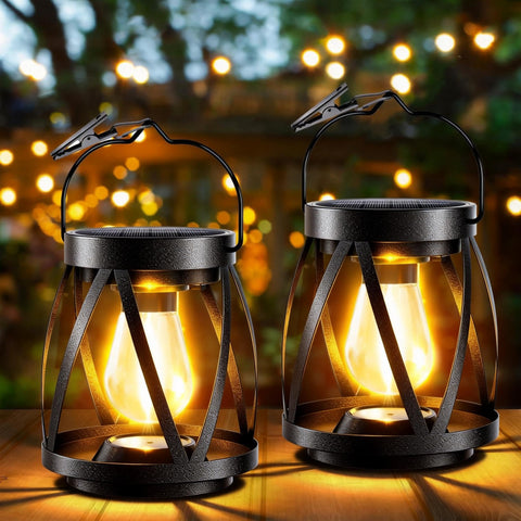 Garpar hanging lantern used as patio decor for evenings
