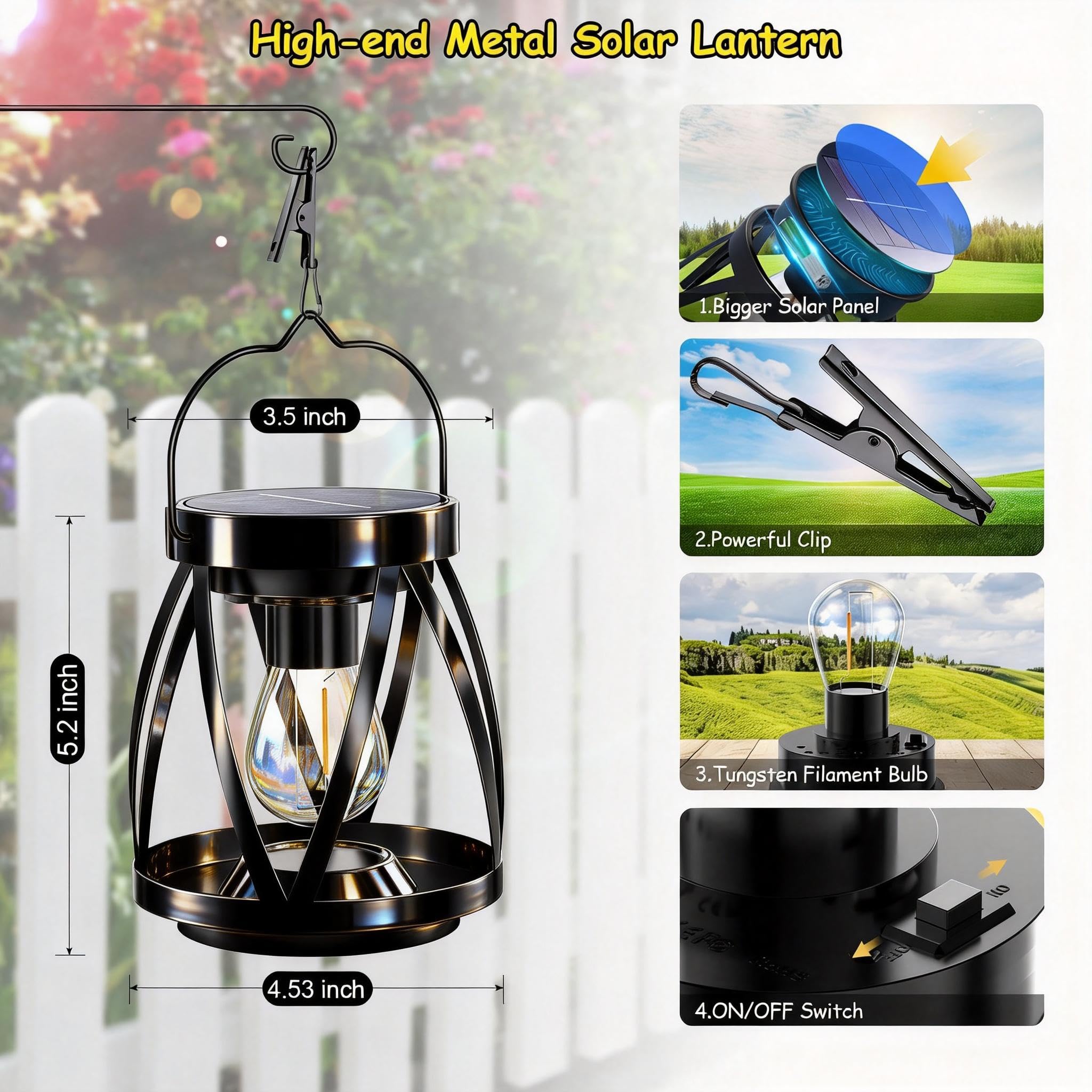 Garpar IP65 waterproof metal lantern resisting rain and wind