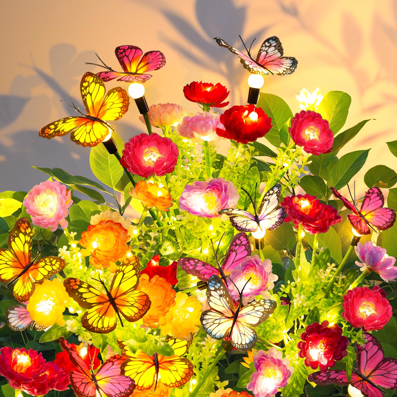 Garpar solar butterflies and flowers 3-pack lights up gardens at night