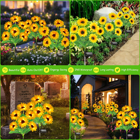 Garpar three-pack set enhances yard decor and walkway lighting.