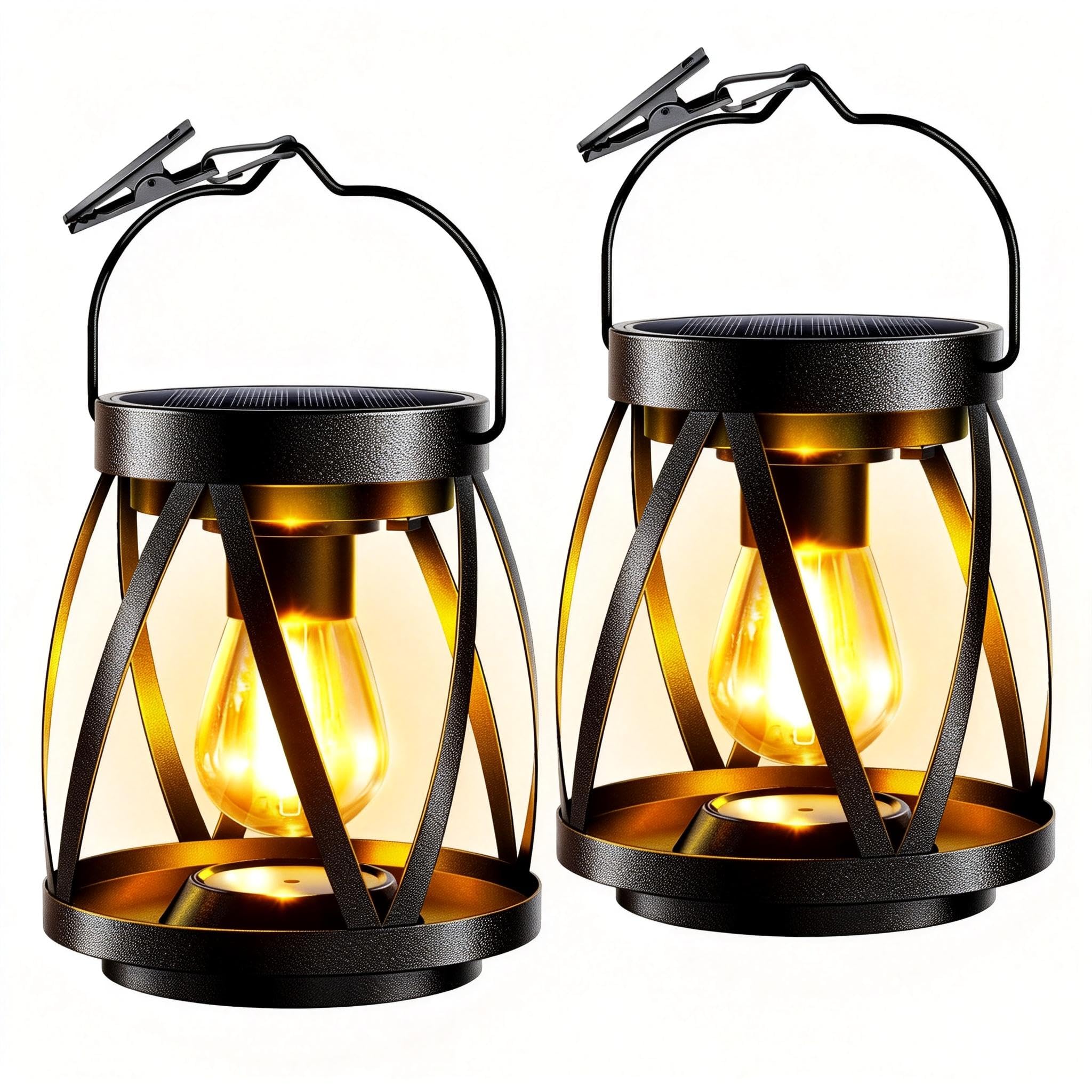 Garpar solar lights outdoor waterproof in a metal frame casting pattern on a garden path