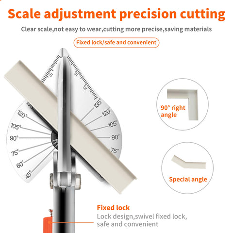 GARTOL miter shears set at 135-degree position for versatile trunking and trim.