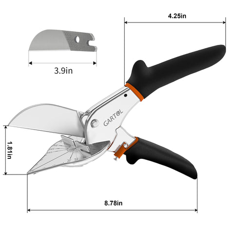 GARTOL Miter Shears angle adjustment visual for versatile molding tasks