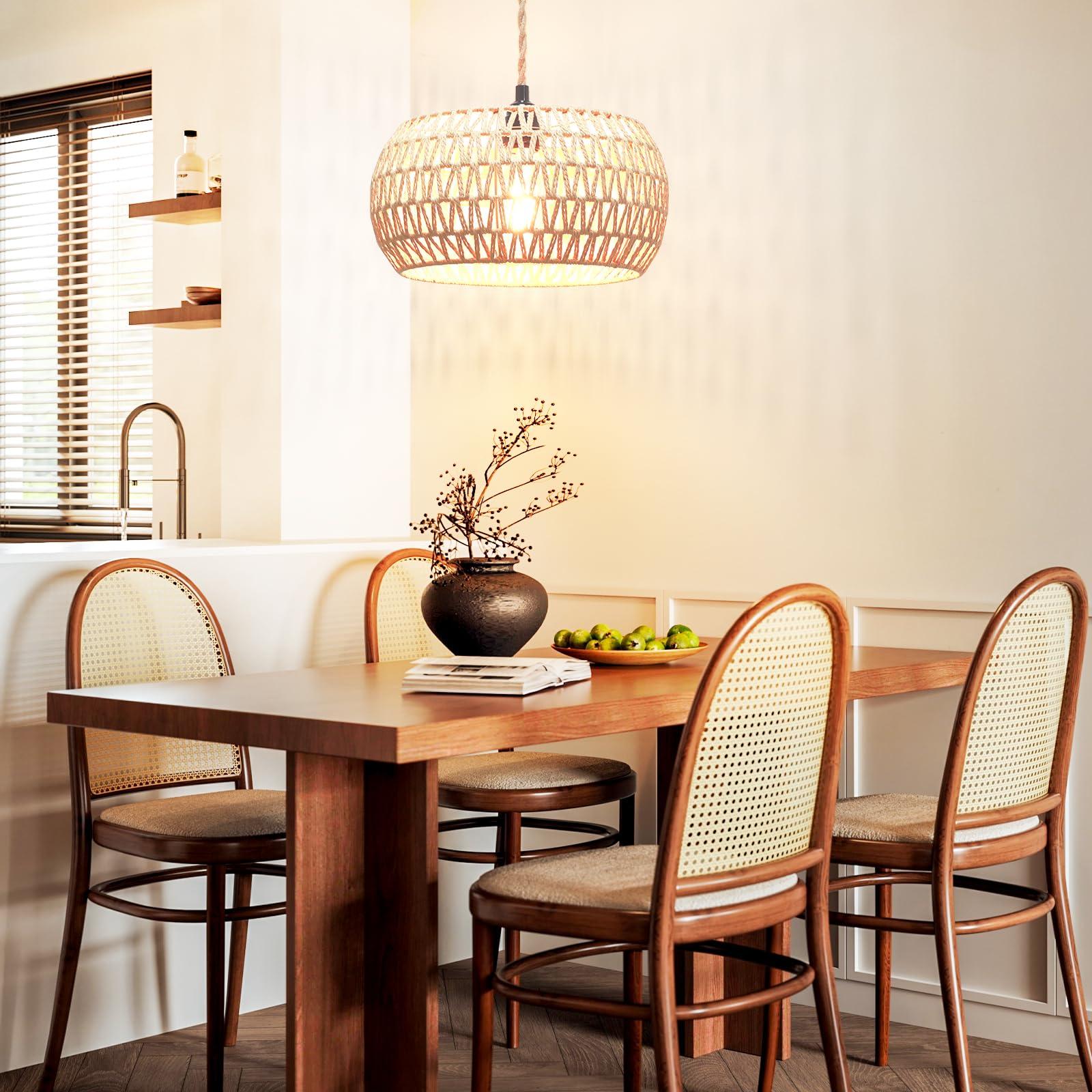 Garvot cozy room ambience highlighting rattan texture in living space