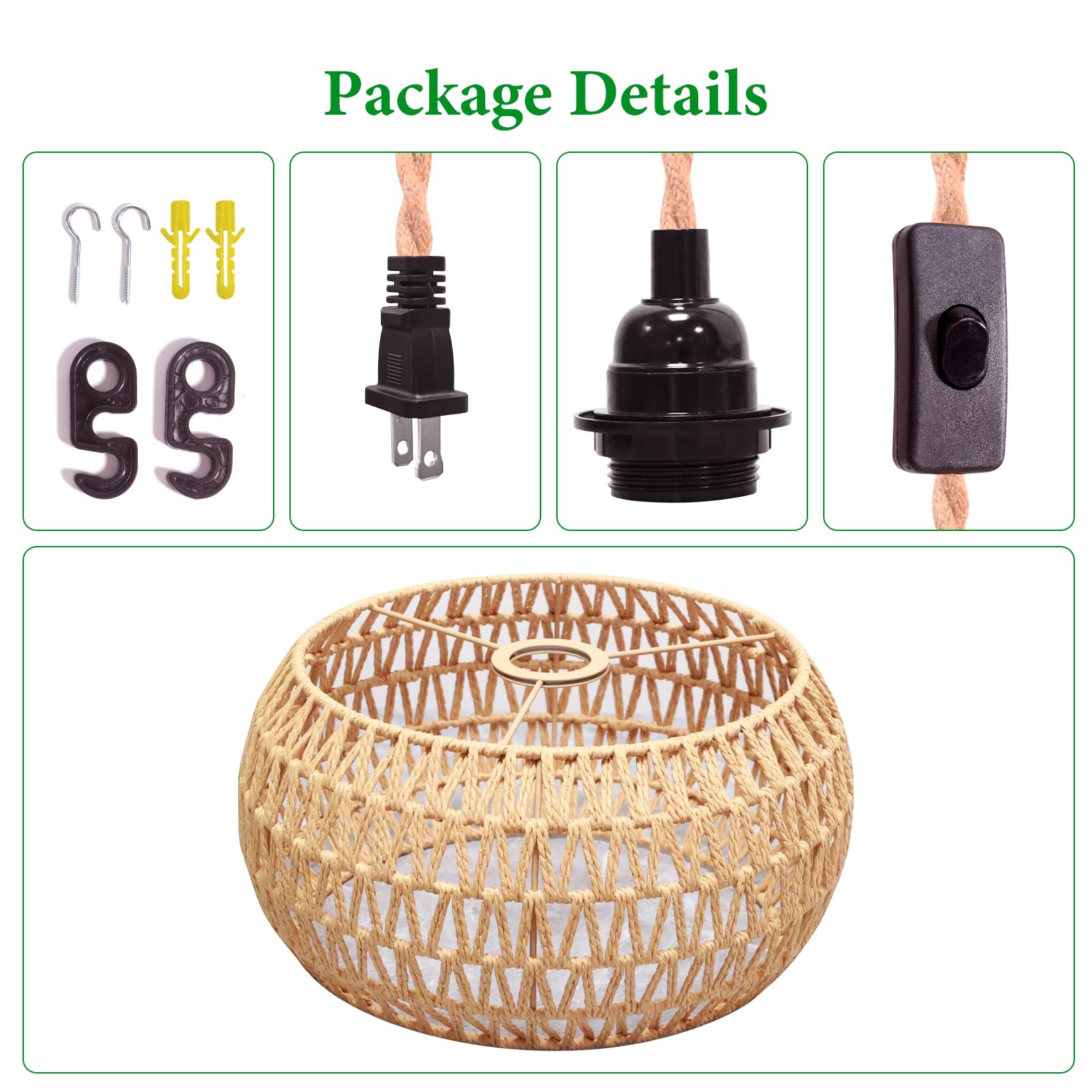 Garvot detailed rattan weave on shade adding texture