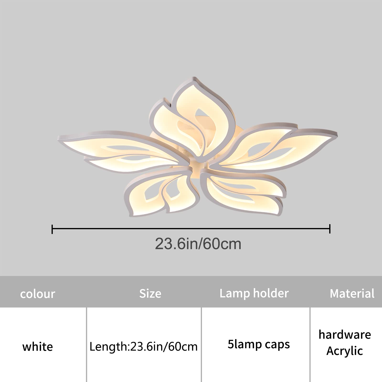 Garwarm flush-mount acrylic leaf fixture creates a clean, contemporary ambiance