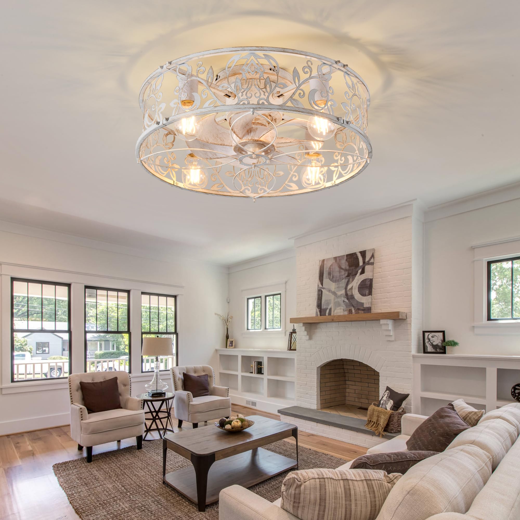 Low-profile flush mount maximizes ceiling space and elegance.