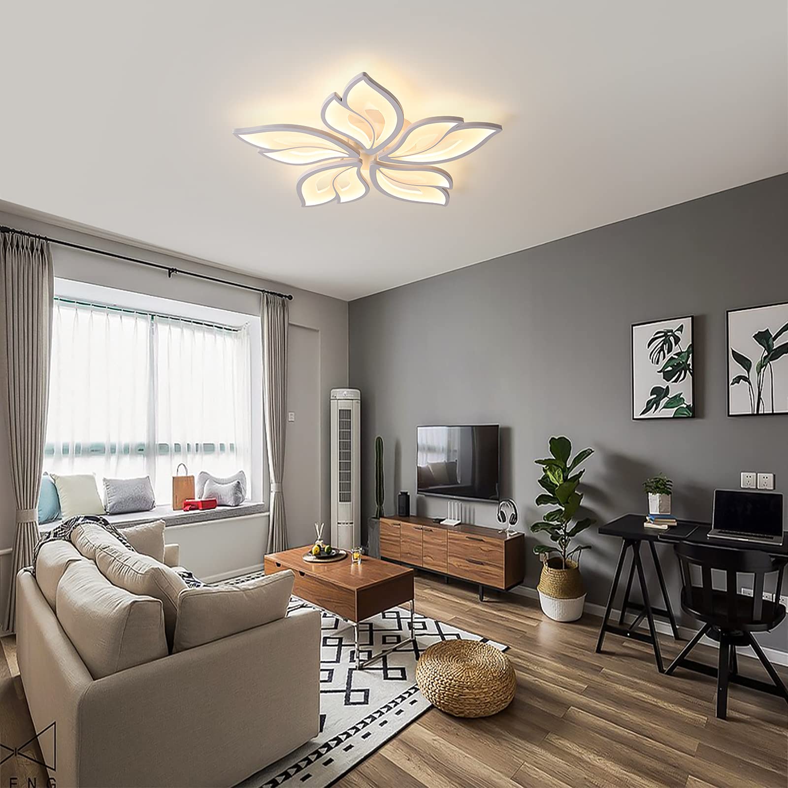 Garwarm white iron and acrylic fixture resists rust and fading for long-lasting shine
