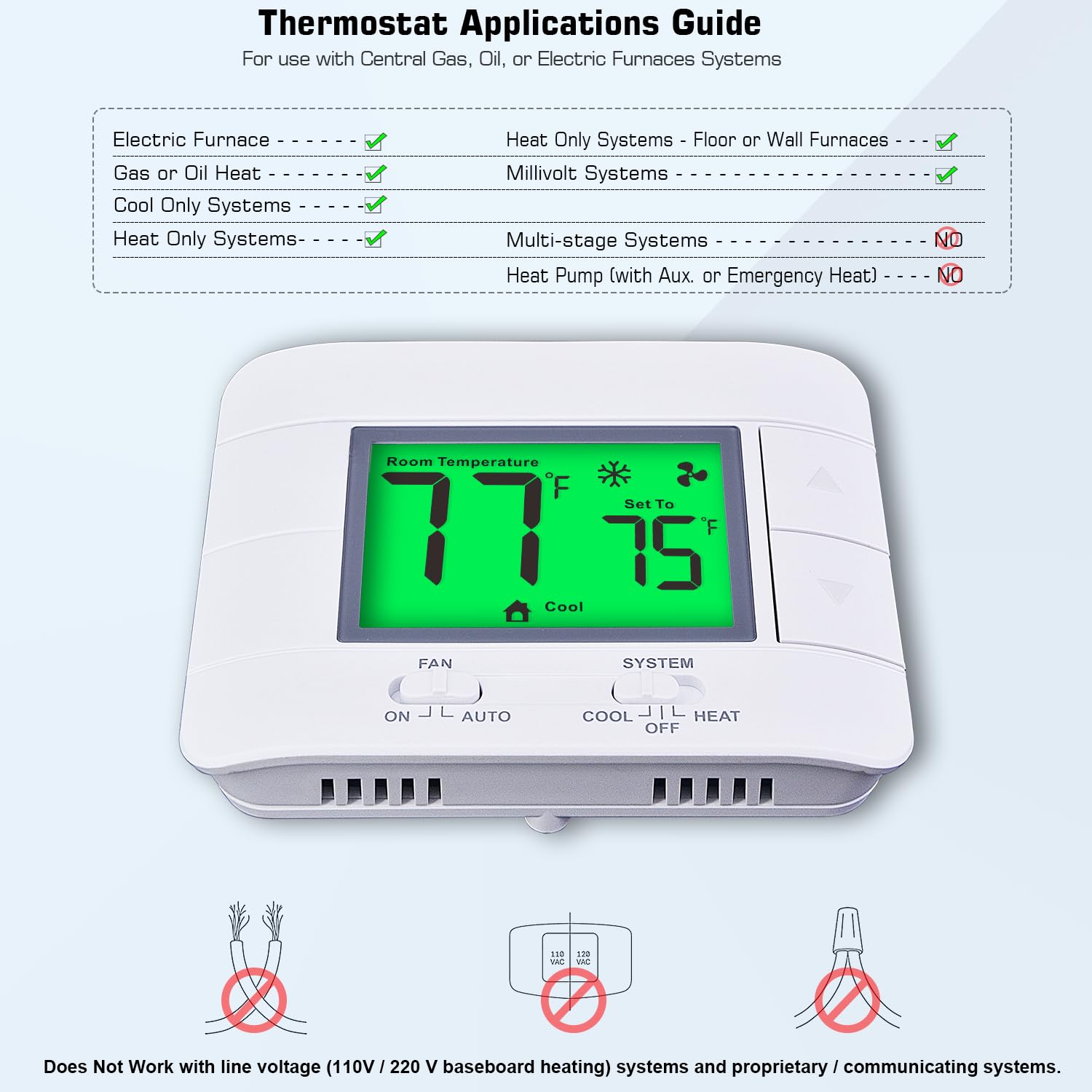 Garystat Upgraded Thermostat installation setup with dual power options.