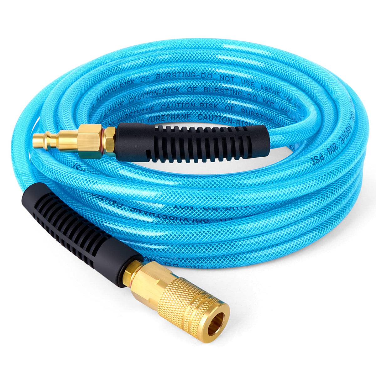 GASHER 1/4in x 25ft air hose with brass and PU construction for durability
