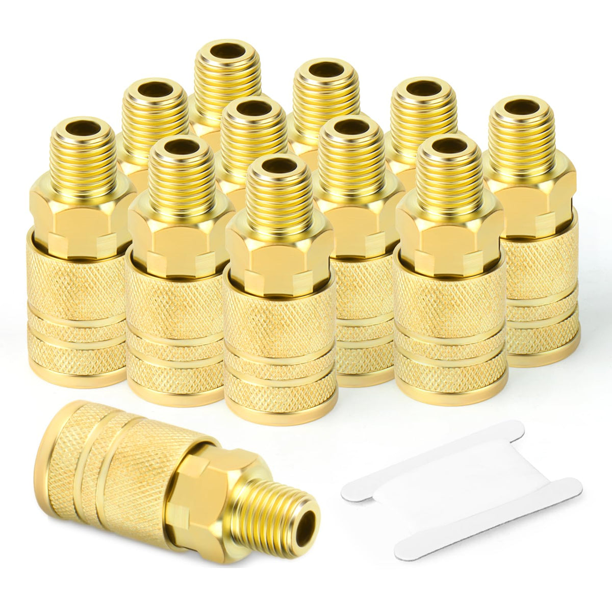 Gasher quarter-inch male industrial coupler front view highlights rugged steel design for quick tool changes.