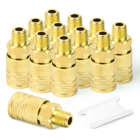 Gasher quarter-inch male industrial coupler front view highlights rugged steel design for quick tool changes.