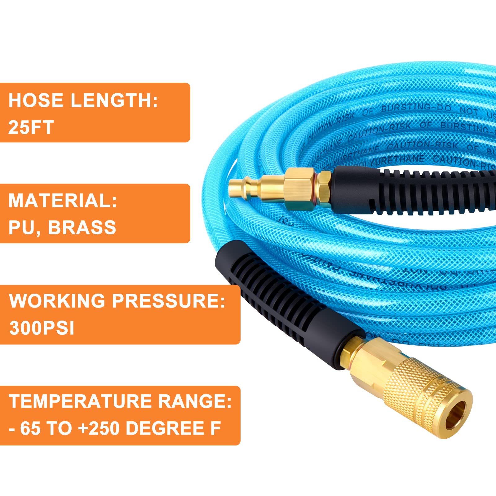 GASHER reinforced PU hose supports up to 300 psi