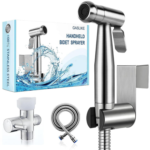 GASLIKE handheld bidet sprayer with stainless steel body for durable, thorough cleaning.