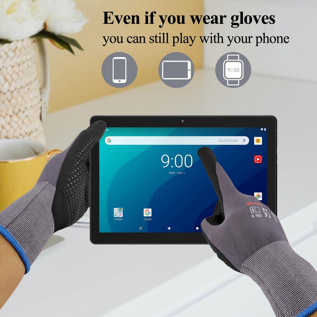 Gasoline safety gloves dotted-palm grip aids secure handling of oily items