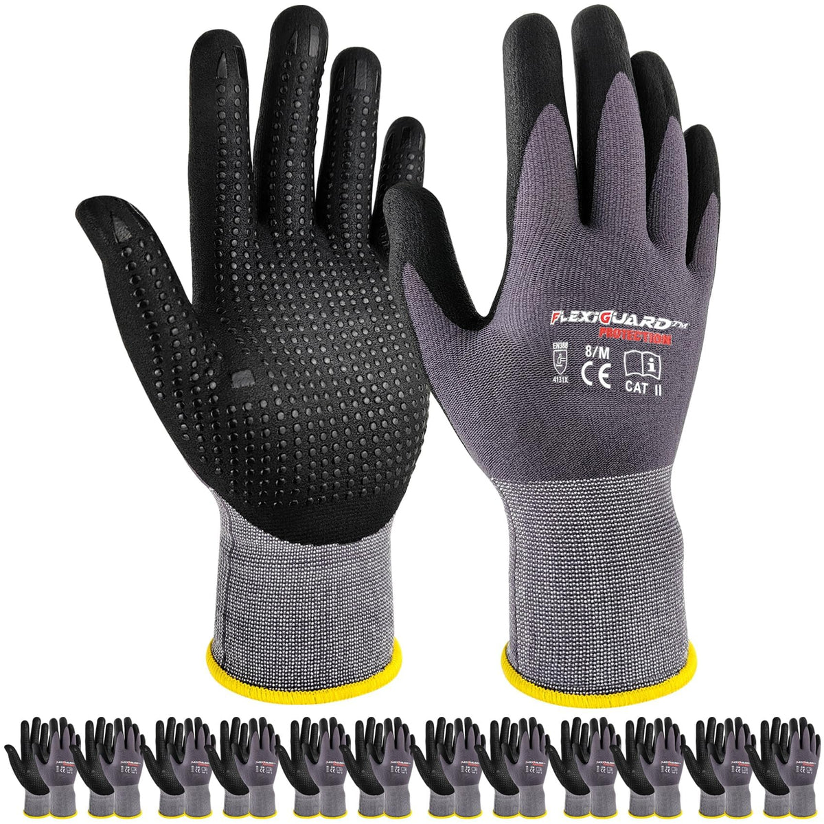 Gasoline safety gloves extra micro-foam nitrile palm dots improve grip in light oils