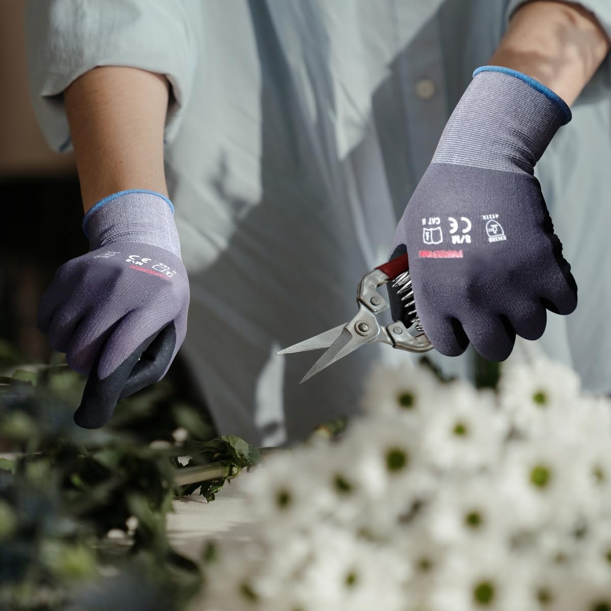 Gasoline safety gloves lightweight breathable knit reduces sweat during shifts