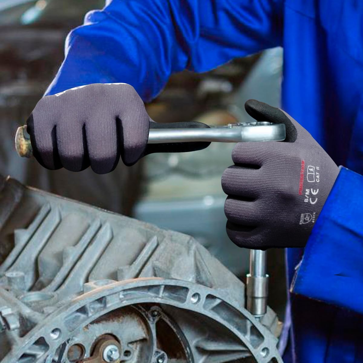 Gasoline safety gloves ribbed-wrist cuff keeps debris out and fits securely