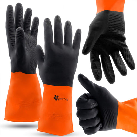Gastody chemical gloves front view showing two-pair set for durable protection