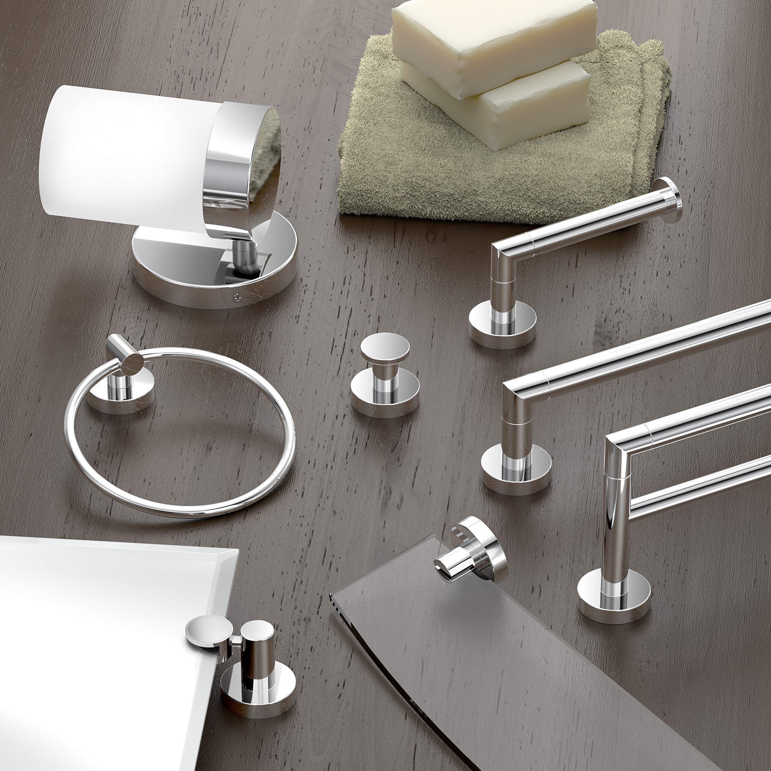Gatco Glam chrome robe hook close-up showing premium finish and contoured detailing