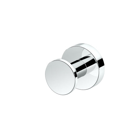 Gatco Glam single robe hook in chrome on wall for durable storage of robes and towels