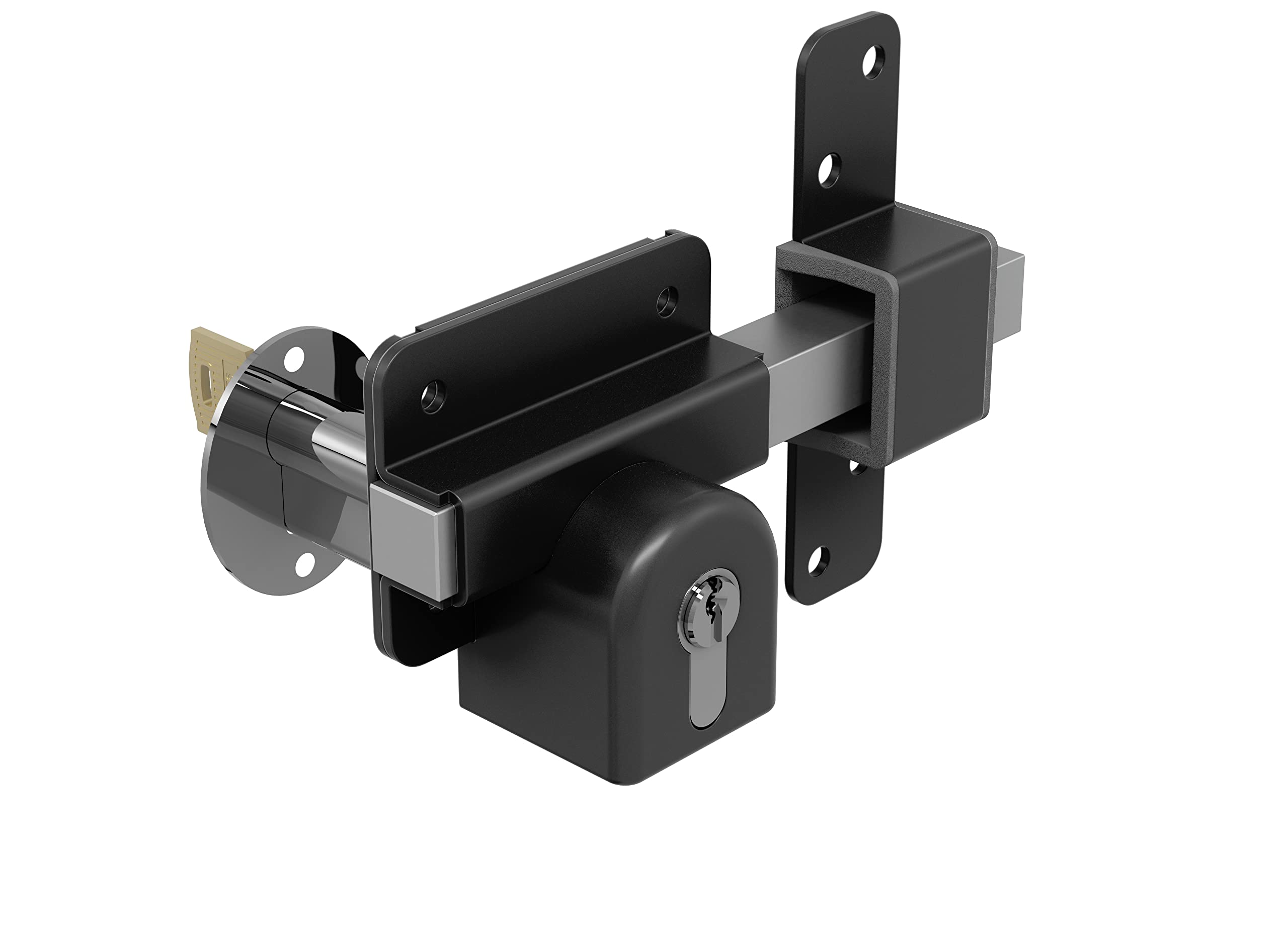Gatemate long throw gate lock 316 stainless close up showing outdoor corrosion resistance