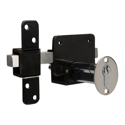 Gatemate long throw lock with five keys emphasizing secure access