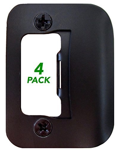 Gator door strike plate in oil-rubbed-bronze finish helps latch alignment on interior and exterior doors.