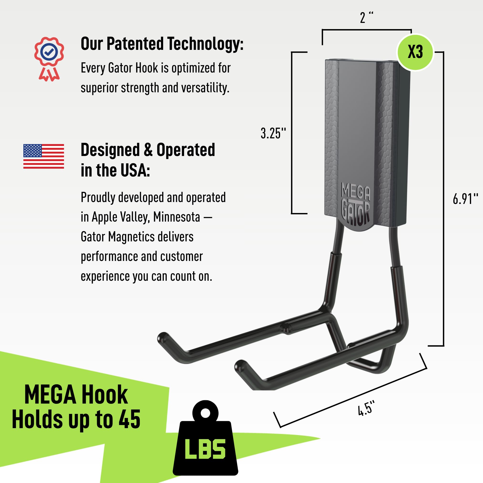 Strong 45 lb hold on metal surfaces ideal for garage organization tasks