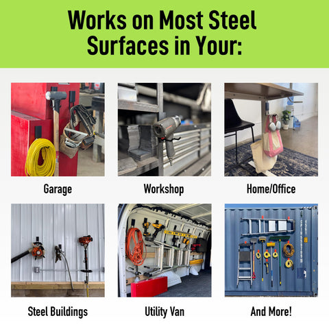 Plot-compatible on steel cabinets and toolboxes for reliable holding power