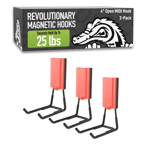 Gator Magnetics MIDI 4-in open hook on steel door showing strong hold